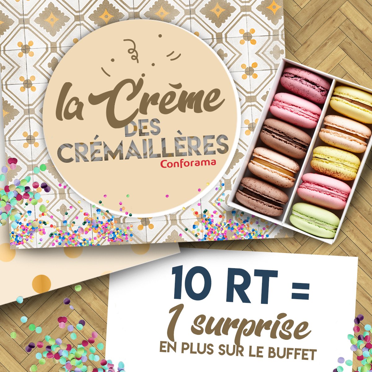 Conforama's tweet photo. H-4 avant le démarrage de la #cremedescremailleres. Aidez notre CM à préparer le buffet pour ce soir 🍿 🍩 10 RT = 1 surprise en plus sur le buffet... https://t.co/zaWpWnJb8q