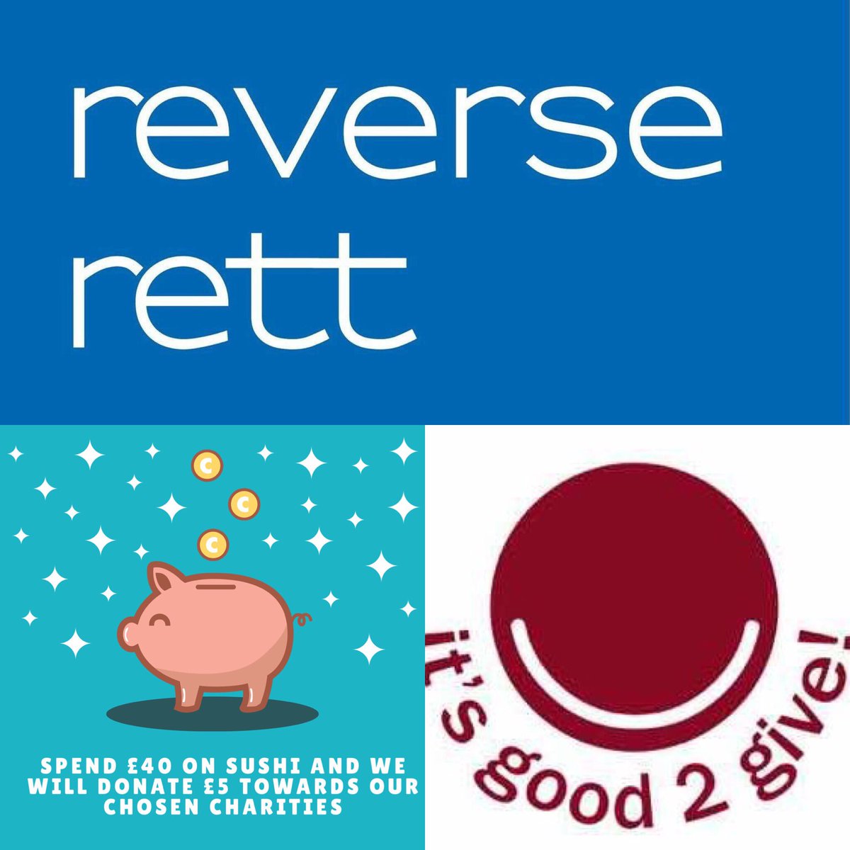 Spend £40 on sushi and £5 will go towards @reverseRett &amp; @ @itsgood2give - minato-sushi.co.uk 🍣 let's see how much we can raise! ⭐️