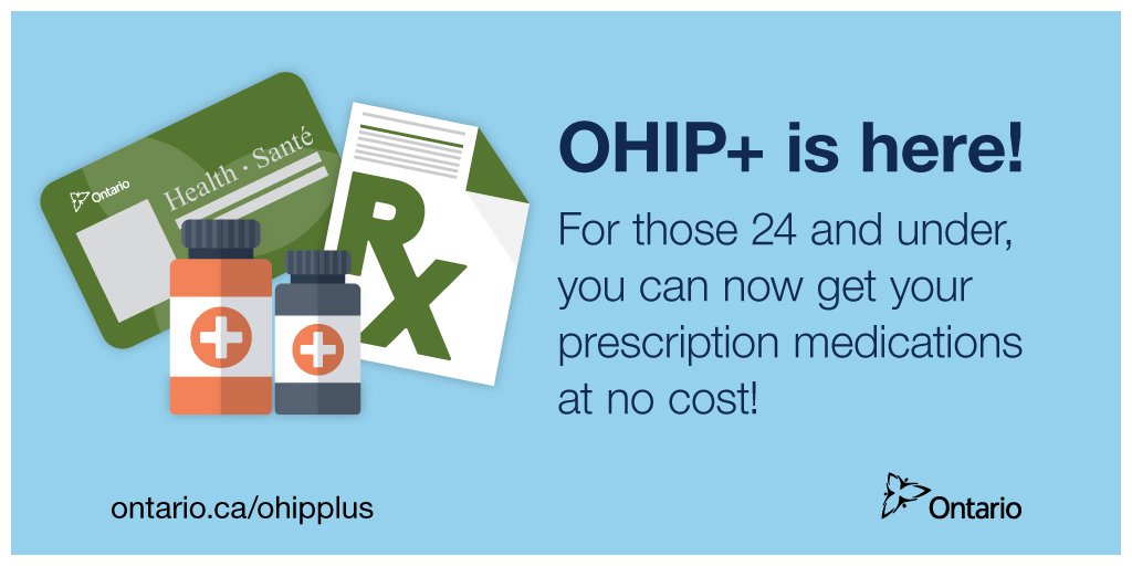 OHIP+ is here! For those 24 & under, start off your #NewYear knowing that #OHIPplus has your back! With OHIP+, you'll be covered for over 4,400 #prescriptions. Ontario.ca/ohipplus