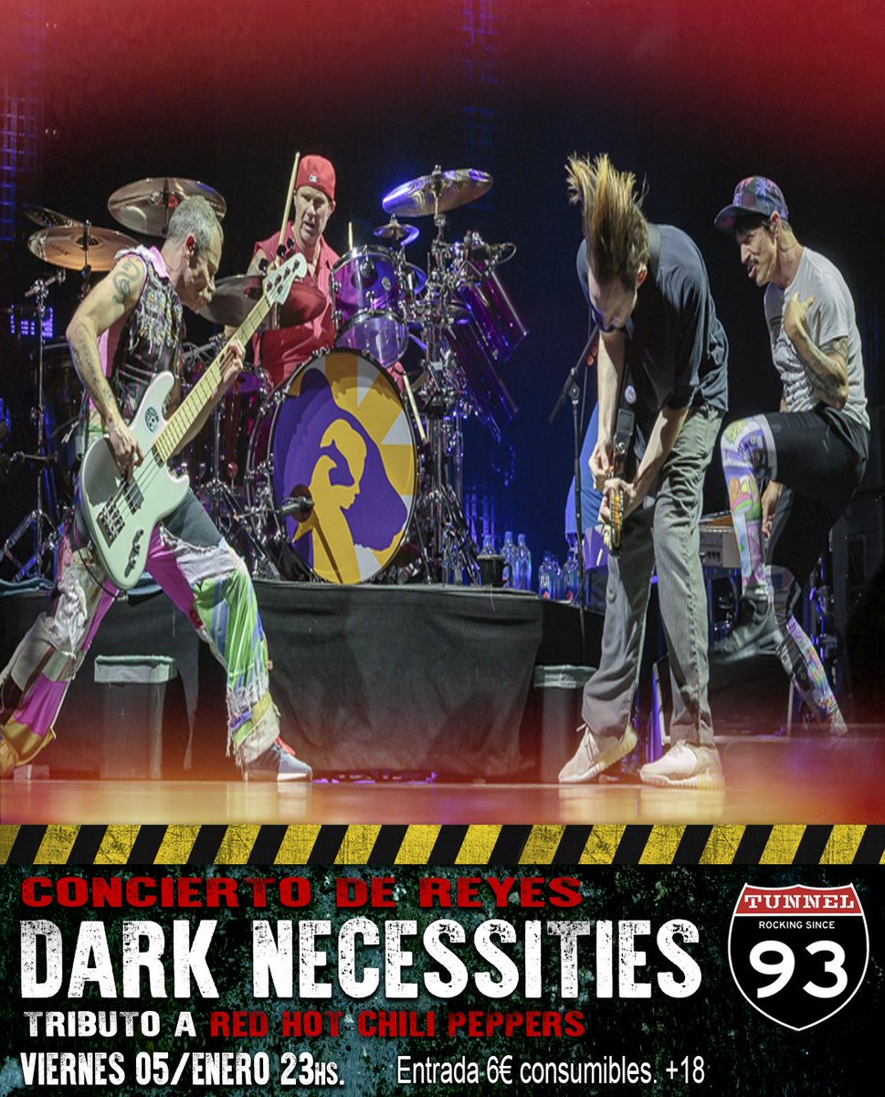 Viernes 05/Ene. 23hs.
Dark Necessities tributo a Red Hot Chili Peppers
Apúntate al evento: Dark Necessities RHCP (TB)
Entrada 6€ consumibles. +18
