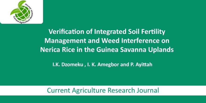 curr_agri_res's tweet photo. ONE OF THE CURRENT ISSUE ARTICLE:
Verification of Integrated Soil Fertility Management and Weed Interference on Nerica Rice in the Guinea Savanna Uplands
#UniversityforDevelopmentStudies
https://t.co/NrDUNIO1Il https://t.co/pakgawOfd0