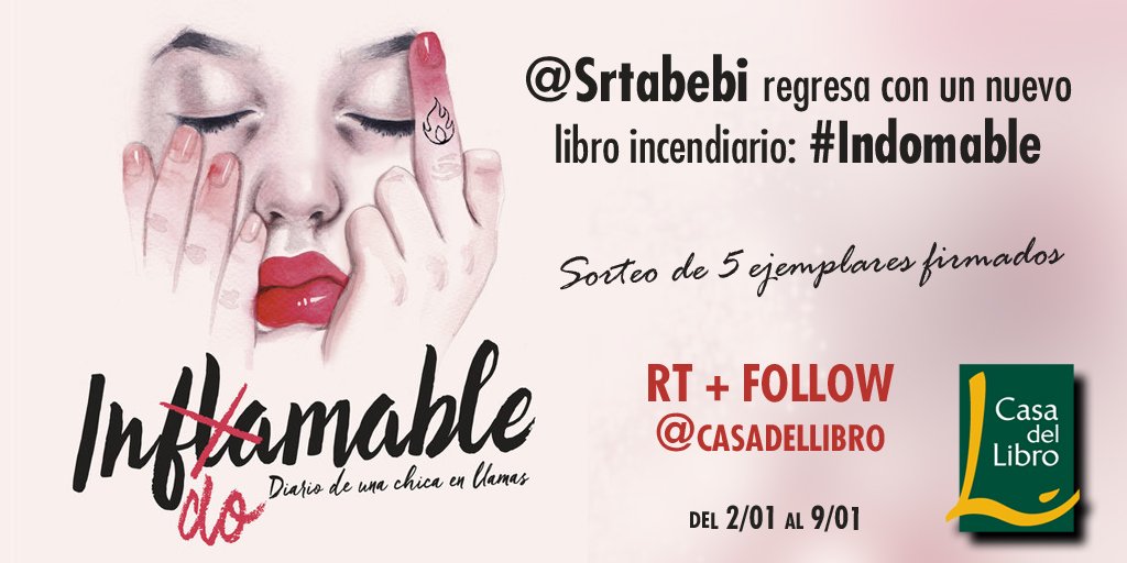 📣 ¡¡¡SORTEAZO!!! 📣 

RT + SÍGUENOS y podrás llevarte #Indomable firmado por 
<a href="/srtabebi/">nadasindolor</a> , el fenómeno superventas de poesía y la voz más irreverente de Twitter, bit.ly/2ggaCta.
