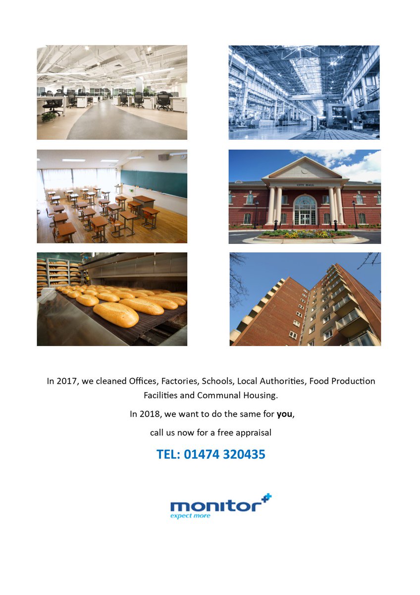 MonitorClean's tweet image. Welcome to 2018. Monitor would love to help you keep clean this year. Contact us for a free appraisal TEL 01474 320435