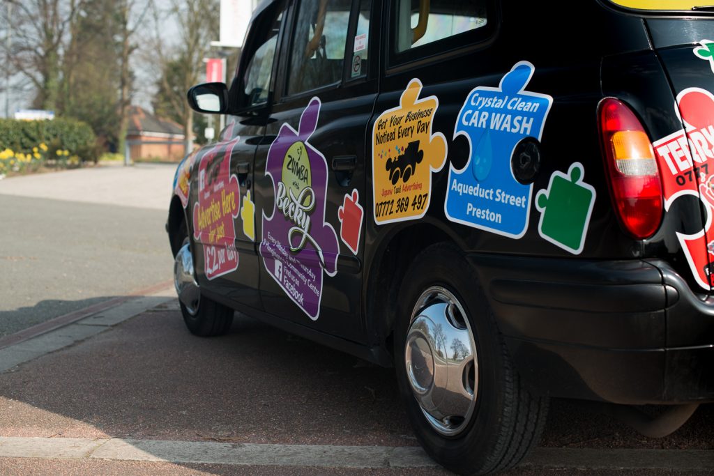 Jigsaw Taxi Advertising looks fantastic! Create a huge impact on the high street with the ultimate in mobile media advertising. Jigsaw Piece’s really draws people in and encourages audiences to read them.