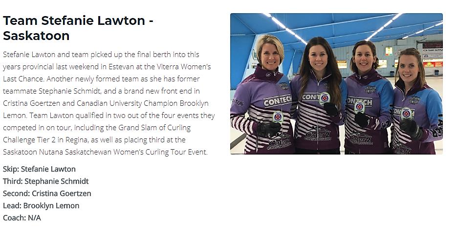 Meet <a href="/LawtonCurling/">Team Lawton</a>! #SKScotties #melfortscotties #curlsask #firstgametoday