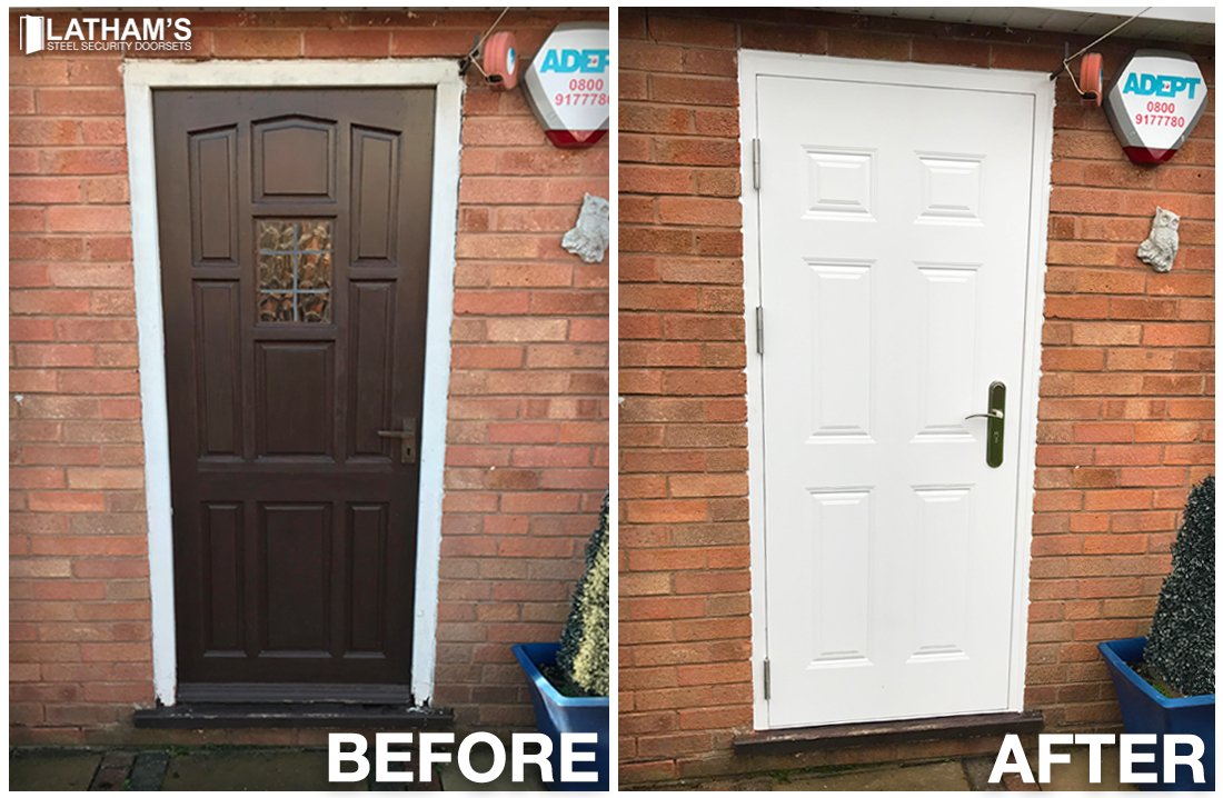 lathamsdoors's tweet photo. Out with the old, in with the new! Check out this before and after shot from one of our customers... #newdoorday #outwiththeold #door #security #steeldoors #lathams #security #safety #howsafeareyou #garage #outerdoor https://t.co/Bs0SfGt2hJ