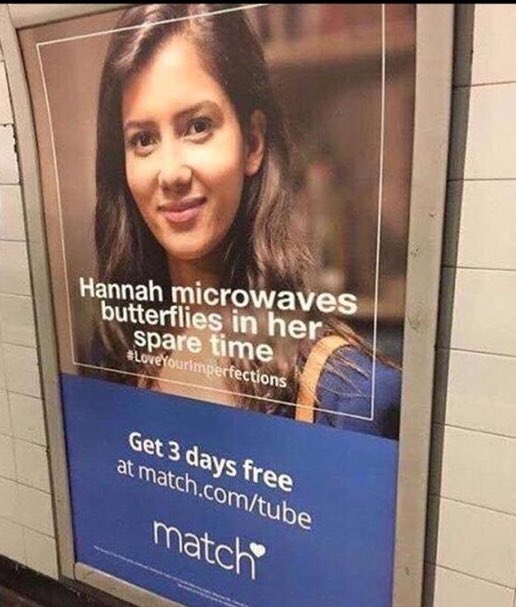 Dellightfully's tweet photo. Um, @Match I hate to tell you but I think we all know why Hannah is still single. https://t.co/HGeO1hoXhh