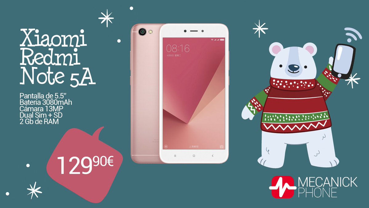 ToleMovilquick's tweet photo. Mecanick Phone

- El Oso Polar dice: en Navidad yo me arreglo en Mecanick Phone! 
Los mejores smartphones al mejor precio.

COMPRAR OFERTA >>> Xiaomi Redmi Note 5A 2 16 Grey https://t.co/rsYyj9C2gK https://t.co/iiP5X1coqk