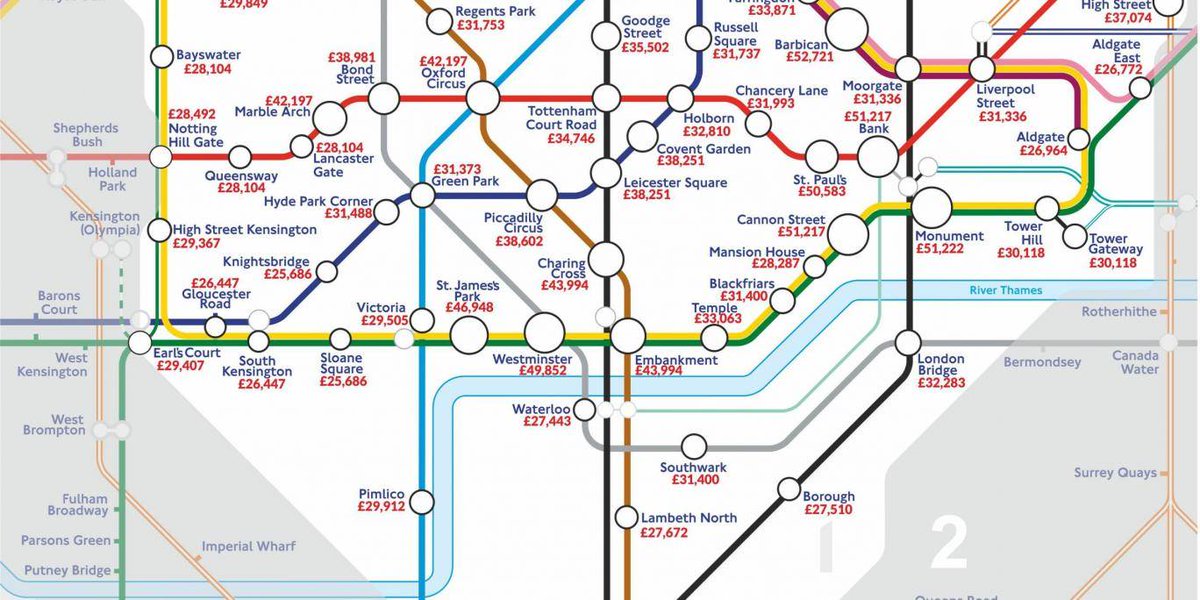 Independent's tweet image. London Tube map reveals average salaries at each station indy100.com/article/tube-m…