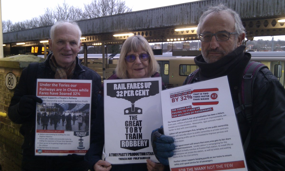 WithdeanLabour's tweet image. Thanks to all the commuters who welcomed us at #PrestonPark station this morning. Privatisation #RailFail &amp;amp; 32% fare rise under Tories very much unwelcome.
