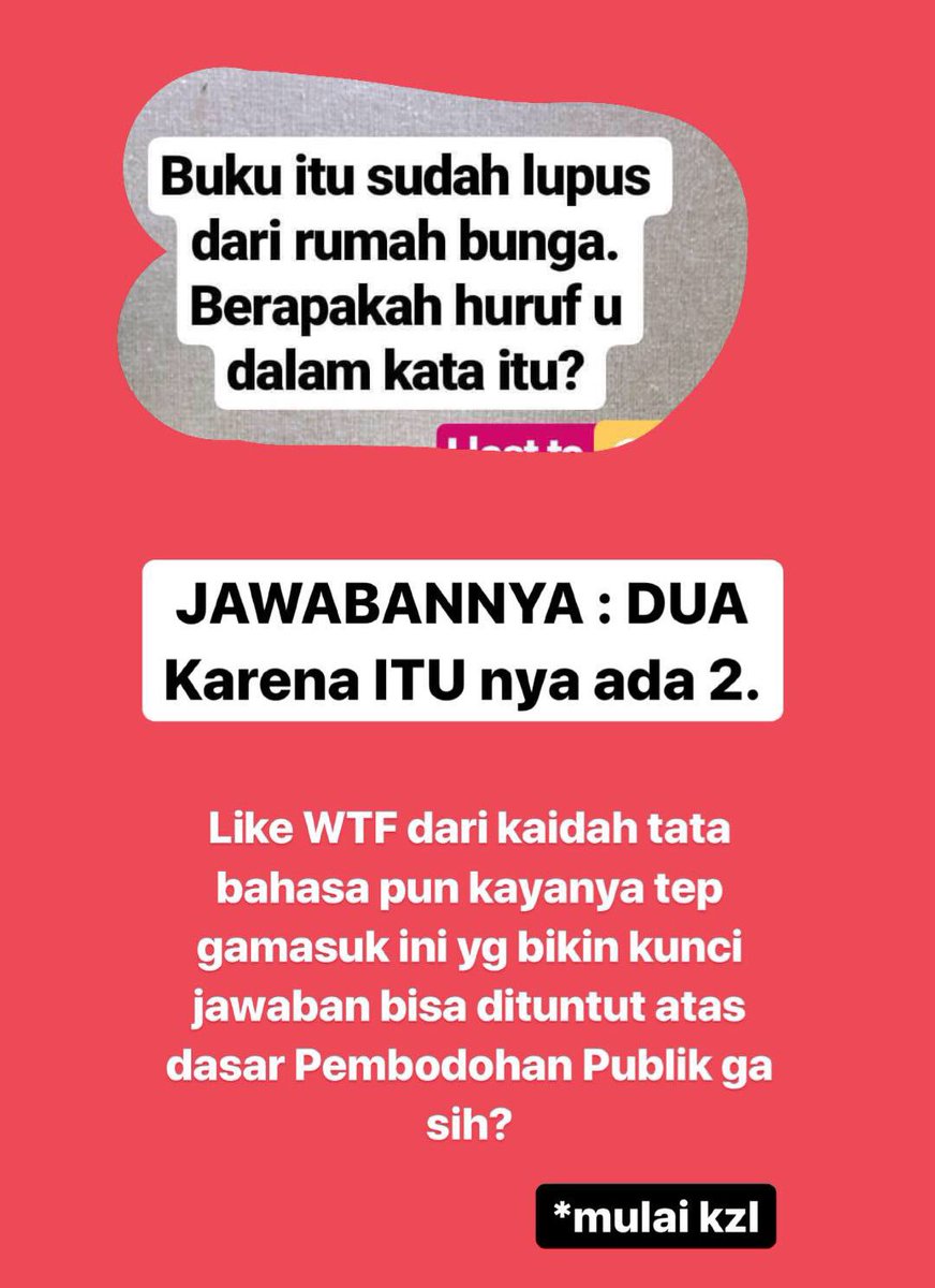 Mas Mas Gluget Gluget Pa Twitter Pak Ivanlanin Mohon Tanggapannya Atas Soal Teka Teki Ini Apakah Jawabannya Bisa Diterima Dari Segi Kaidah Tata Bahasa Indonesia Trims Https T Co 86nhpdjufj