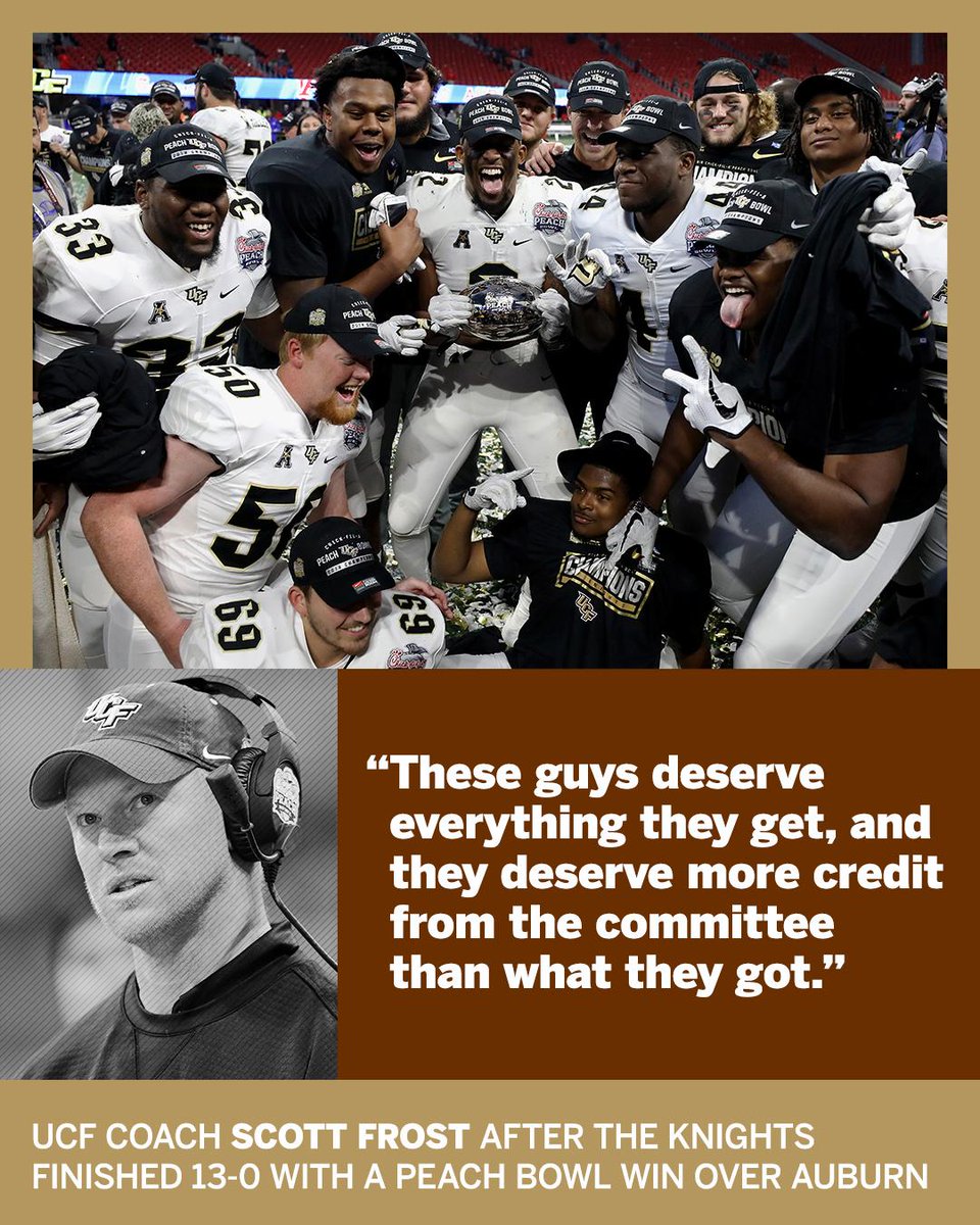 espn's tweet image. Scott Frost called the CFP committee's process "unfair" after @UCF_Football finished the year undefeated — and not playing for a title.