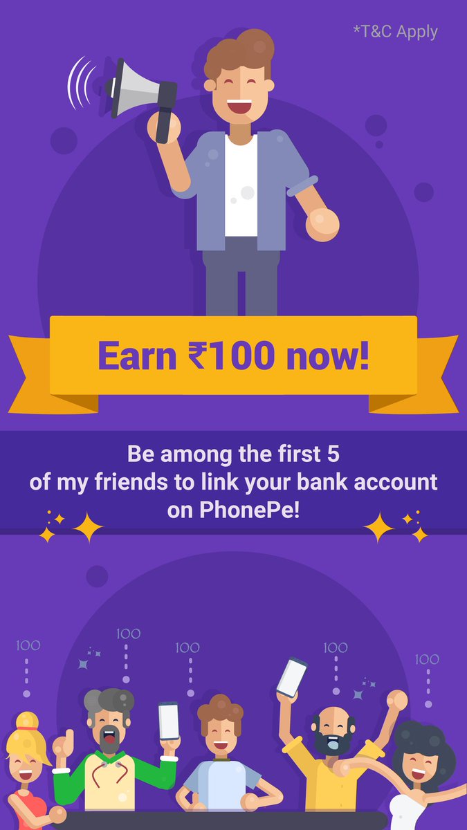 Get ₹100 now! First 5 of my friends to link their bank account on #PhonePe get cashback! Use my link now - phon.pe/ru_rajaesso0