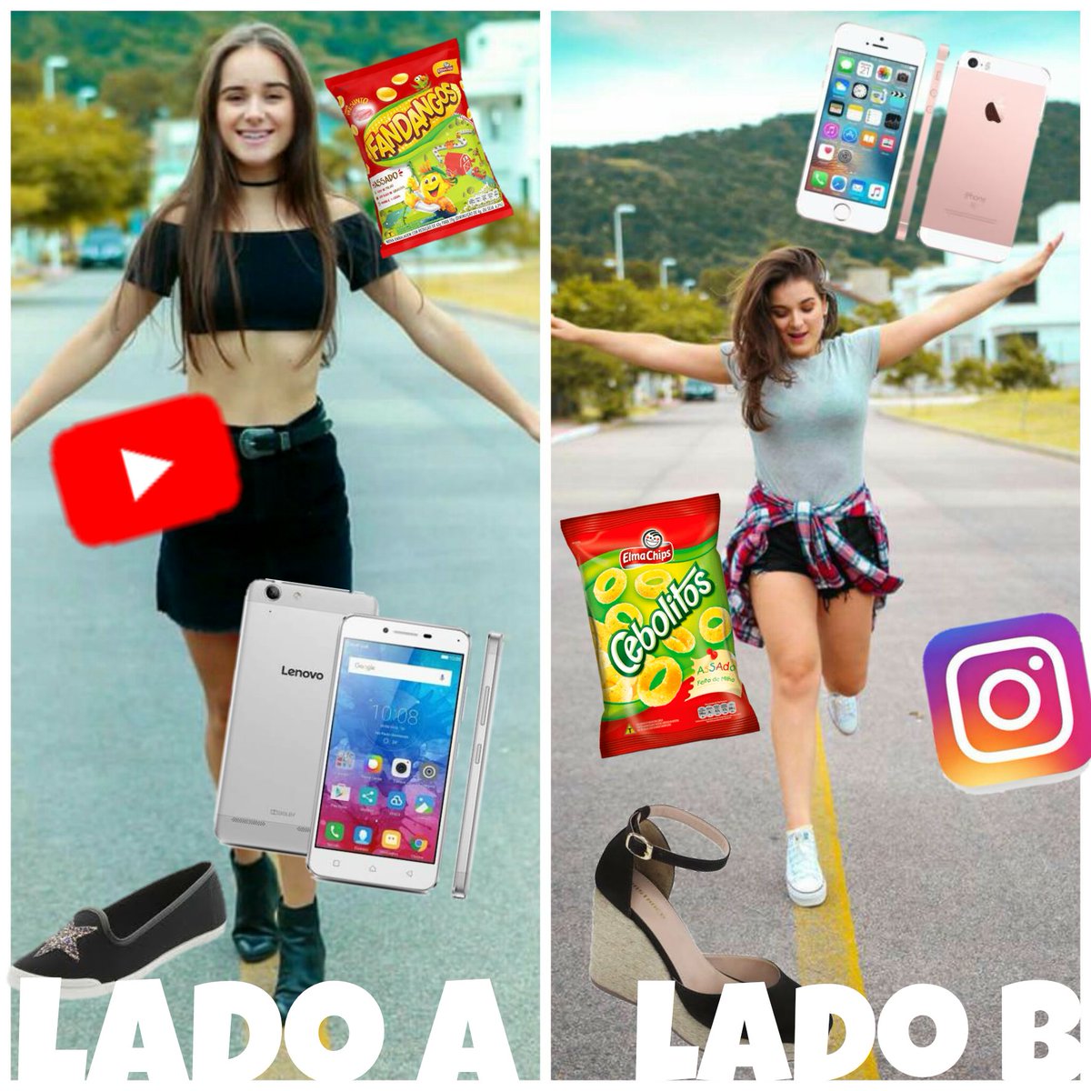 PupiAmo's tweet photo. Lado A :Marina ,Lenovo , YouTube, fandango,sapatilha.
Lado B : Roberta , Apple , Instagram, Cebolitos,saltinho.
Eu prefiro o lado B é vcs 
Bota nos comentários?! @robertapupii 
@marinainspira 
Me nota por favorzinho me nota

#lindas #amoela #ladoB #eunaosougordaeusougostosa #Mara https://t.co/wF8VWDbpWF