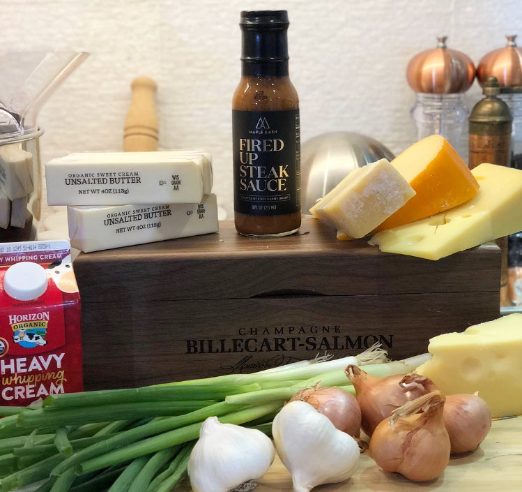 Mise en place. -5 degrees calls for a baked + loaded potato with braised short ribs. For recipe, head to fox32chicago.com/entertainment/…