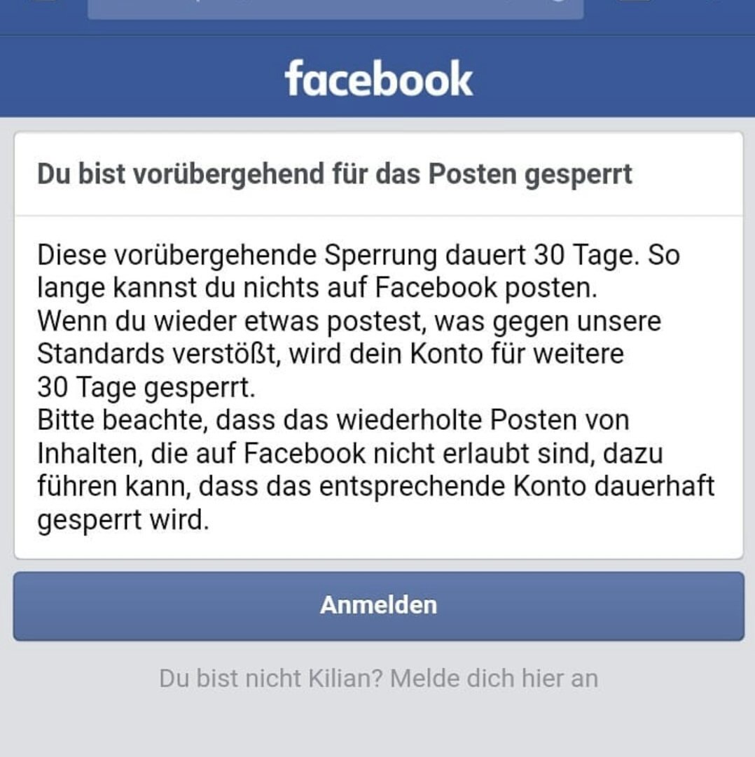 Ich wurde nun ebenfalls bei Facebook vorrübergehend gesperrt. Hier das Video zum aktuellen Thema. 
youtu.be/5lRn1C_lrrA