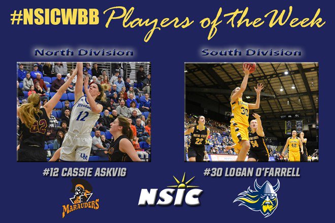 NorthernSunConf's tweet photo. #NSICWBB Release No. 7
#NSICPOW
North: #12 Cassie Askvig - University of Mary
South: #30 Logan O’Farrell - Augustana 

https://t.co/QZeEVwp459 https://t.co/lGoN9Fqcsk