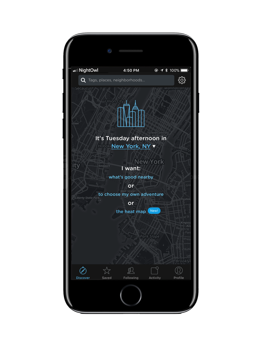You can choose your own adventure, find a spot nearby, or check out the heat map for activity around town. Download apple.co/2cp8Pjc and #DiscoverYourNight