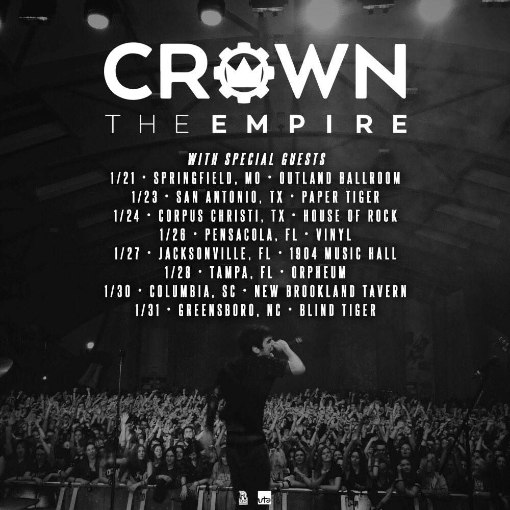 Hello U.S/Canada! 🇺🇸🇨🇦 
We have so many tour dates coming to you in early 2018. Let us know which show you are coming to and what songs you want to hear! 
Tickets/VIP on sale now at crowntheempire.net