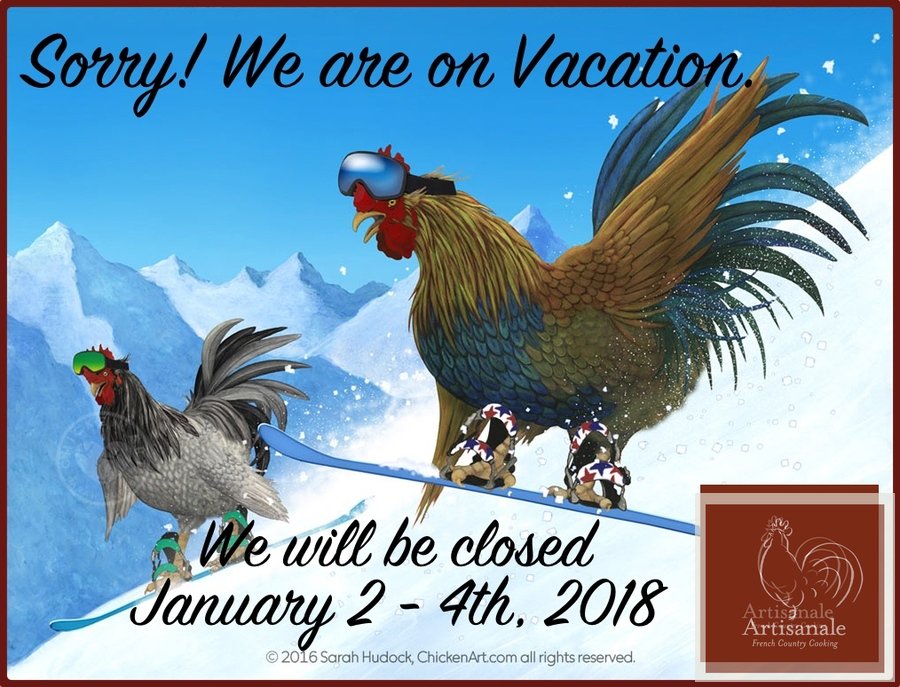 Happy New Year! We will be closed this week, reopening for dinner on Saturday January 5th.