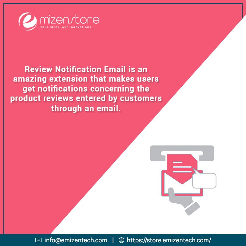 EmizenTech's tweet image. Review Notification Email will increase the feasibility of users as they can easily configure what the customer reviews about the product. 
Check here : buff.ly/2DP4HFc
#MagentoExtensionsDevelopment #Magento2ExtensionsDevelopment #MagentoDevelopmentCompany #MagentoStore