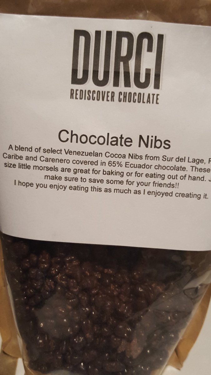 VictoriaCRandom's tweet photo. If you haven't tried these #cocoanibs by #durcichocolate @durcichocolate what are you waiting for!  These are often my #chocolateforbreakfast Online at @cacaoreviews #craftchocolate #beantobar #chocolate https://t.co/pHOy1OJkZB