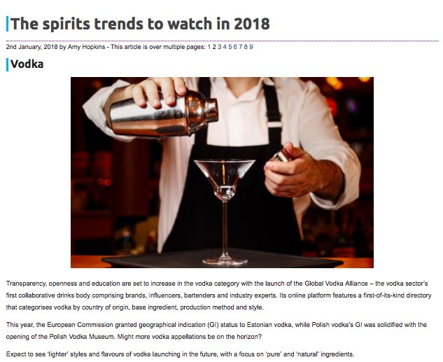 Delighted <a href="/spiritsbusiness/">The Spirits Business</a> featured <a href="/VodkaAlliance/">Vodka Alliance</a> on their #2018trends thespiritsbusiness.com/2018/01/the-sp… #Vodka