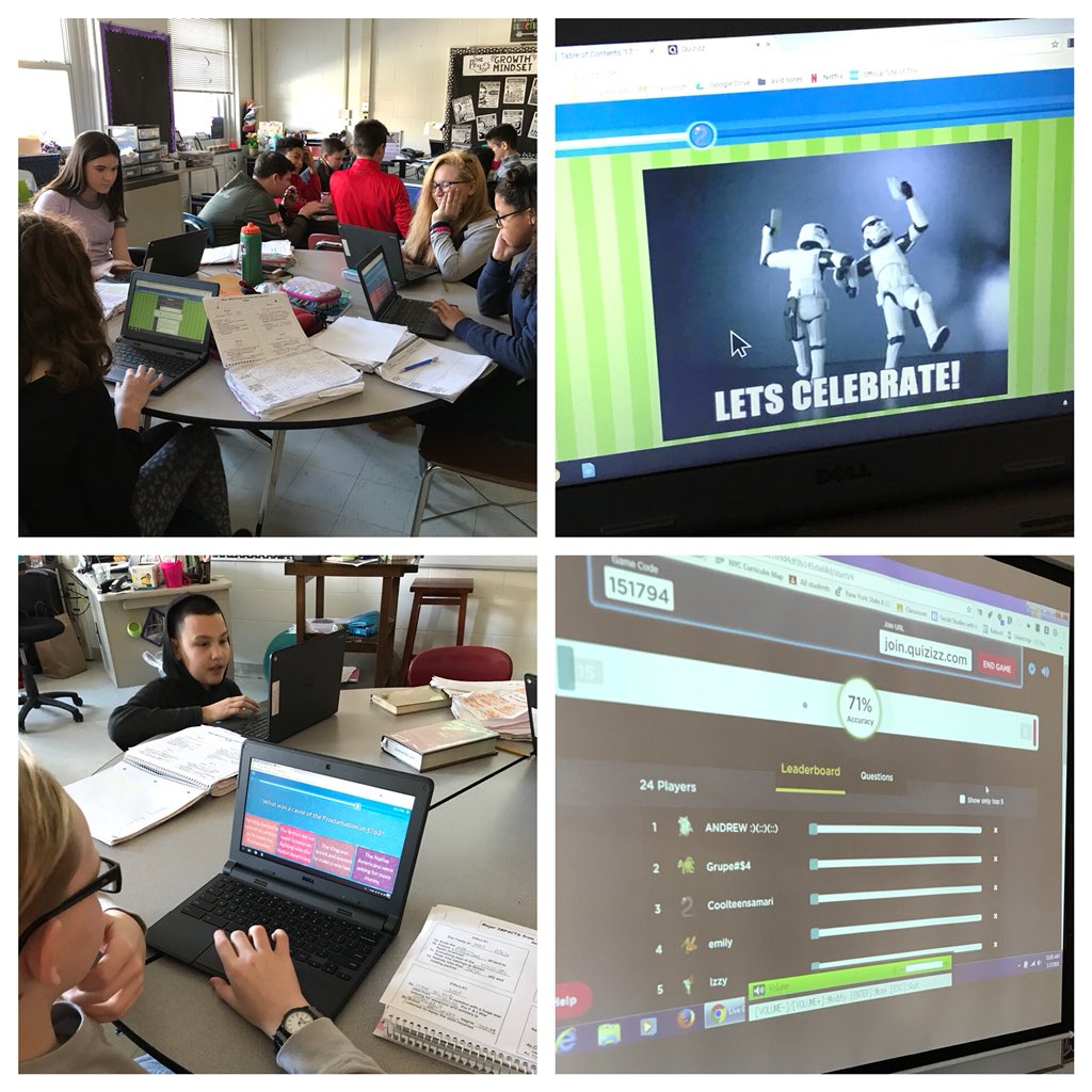 FMSocialMullins's tweet photo. Thanks @quizizz for the awesome tool! S’s reviewing content from before break. Loving the ability to compete yet work at own pace! The memes are great too! https://t.co/0N8wSZegGM