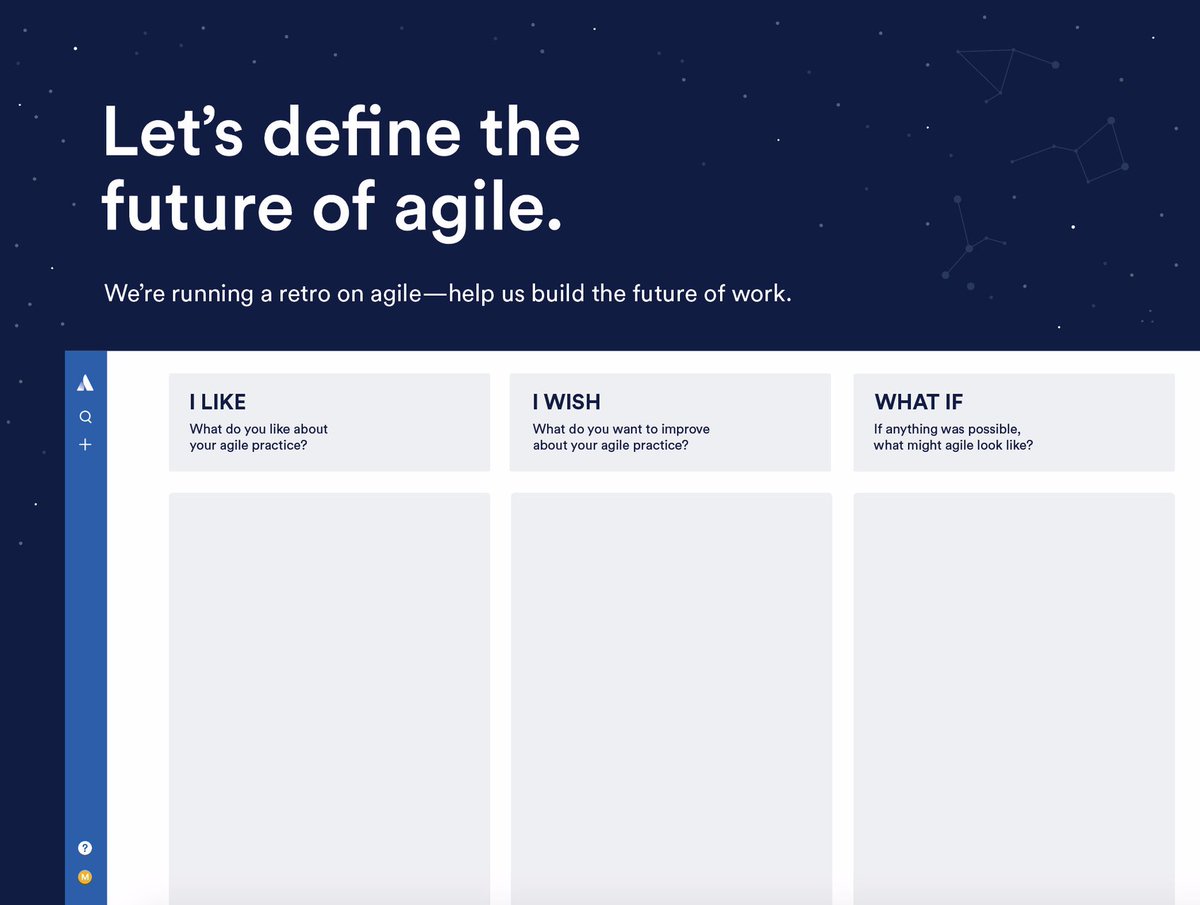 Jira's tweet photo. You can define the future of software development. Join our #RetroOnAgile by tweeting one thing you like about your software development practices using #RetroOnAgile and be a part of the conversation! https://t.co/pz62IMbeol
