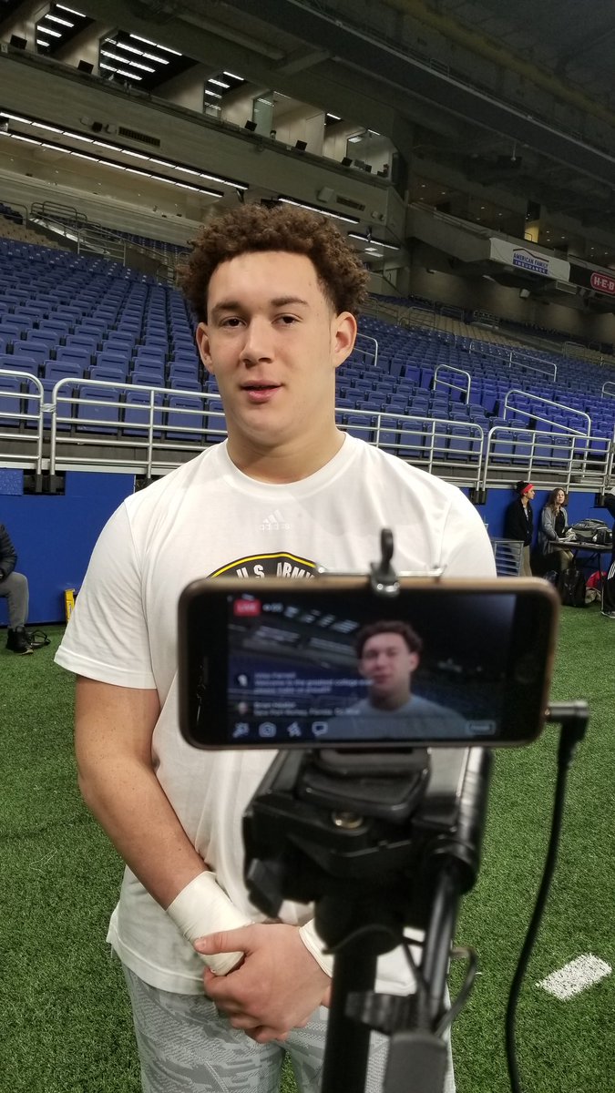 EugeneHankerson's tweet photo. Future Michigan Wolverine offensive tackle Jalen Mayfield talks with TMI about US Army All American East Practice and give thoughts on Outback Bowl loss. @JoshNewkirk7 @SamWebb77 #USAAB https://t.co/x9r9ZVoqnZ