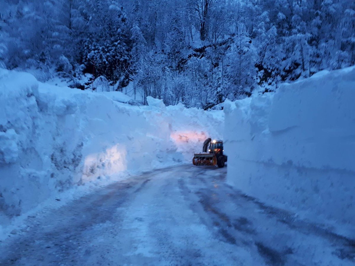MeteoGrenoble38's tweet photo. Vaujany (1200 mètres d'altitude en Oisans) a un peu de neige au bord de la route. #avalanche https://t.co/KXUmo3FCo4