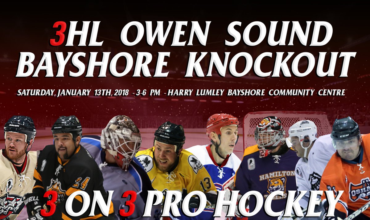 3HLTOUR's tweet photo. Hey Owen Sound...have you got your tickets yet?!

#3HLOwenSoundBayshoreKnockout 
Saturday, January 13th 
Harry Lumley Bayshore Arena 
3-6PM 

#3on3ProHockey #OvertimeAllTheTime 

https://t.co/6eORz3klks https://t.co/9LHYk4KMMp
