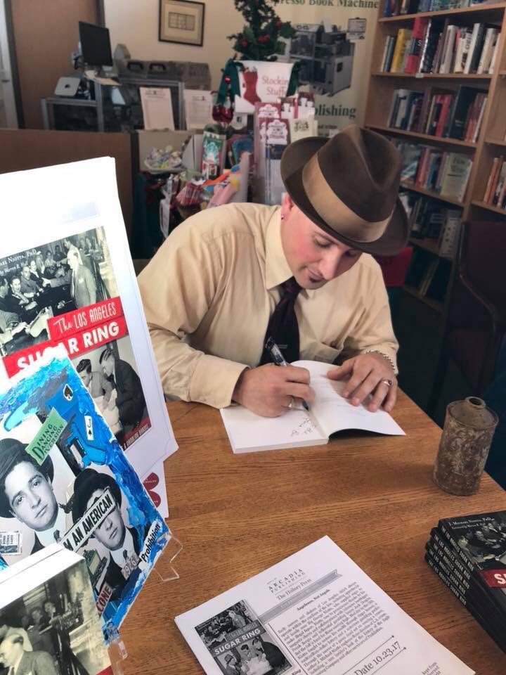 The Los Angeles Sugar Ring: a true crime tale of two great grandfathers: Big George Niotta and Jack Dragna. -- Author J. Michael Niotta, Ph.D. at a recent book signing.
