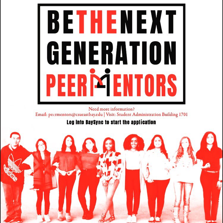 CSUEB Peer Mentors (@csuebpeermentor) on Twitter photo New year, new Resolutions & new goals! If you’re looking for more growth and development in 2018, becoming a Peer Mentor can do just that!
Log onto BaySync to start the application! #2018 #growth #goals #bethenextgeneration #peermentors New year, new Resolutions & new goals! If you’re looking for more growth and development in 2018, becoming a Peer Mentor can do just that!
Log onto BaySync to start the application! #2018 #growth #goals #bethenextgeneration #peermentors