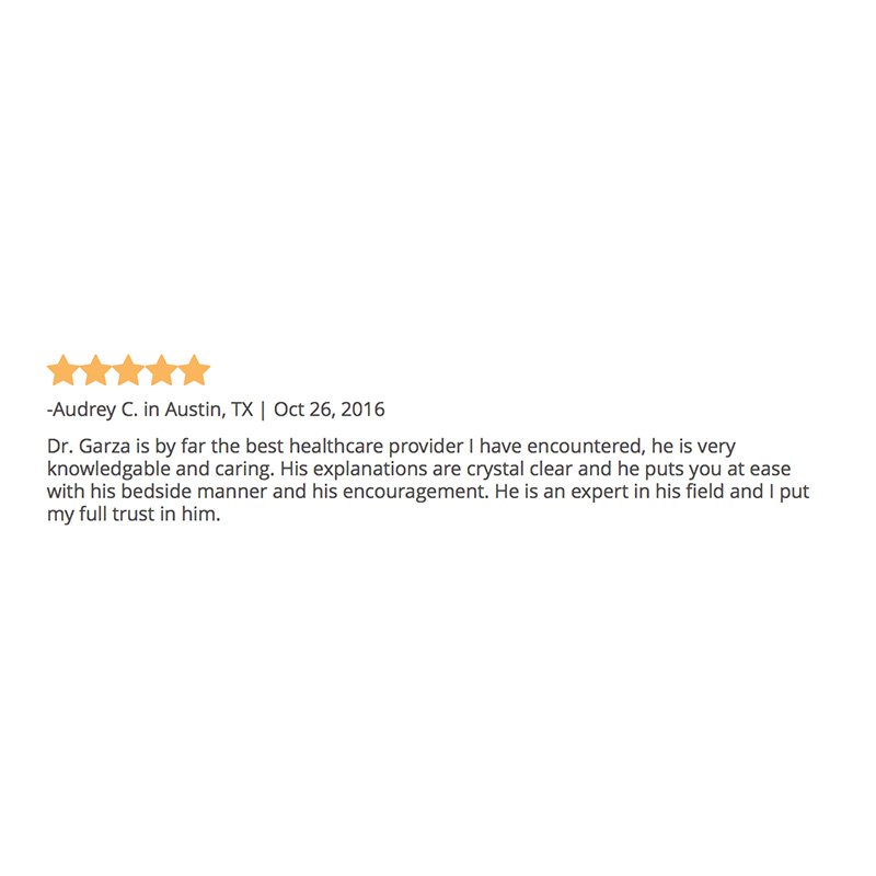 txroboticsurg's tweet photo. Dr. Garza loves hearing from his patients and encourages you to write about your experiences online. #atxdoctor #keepaustinhealthy #austintexas #trueaustin https://t.co/FmCiRX2GdP