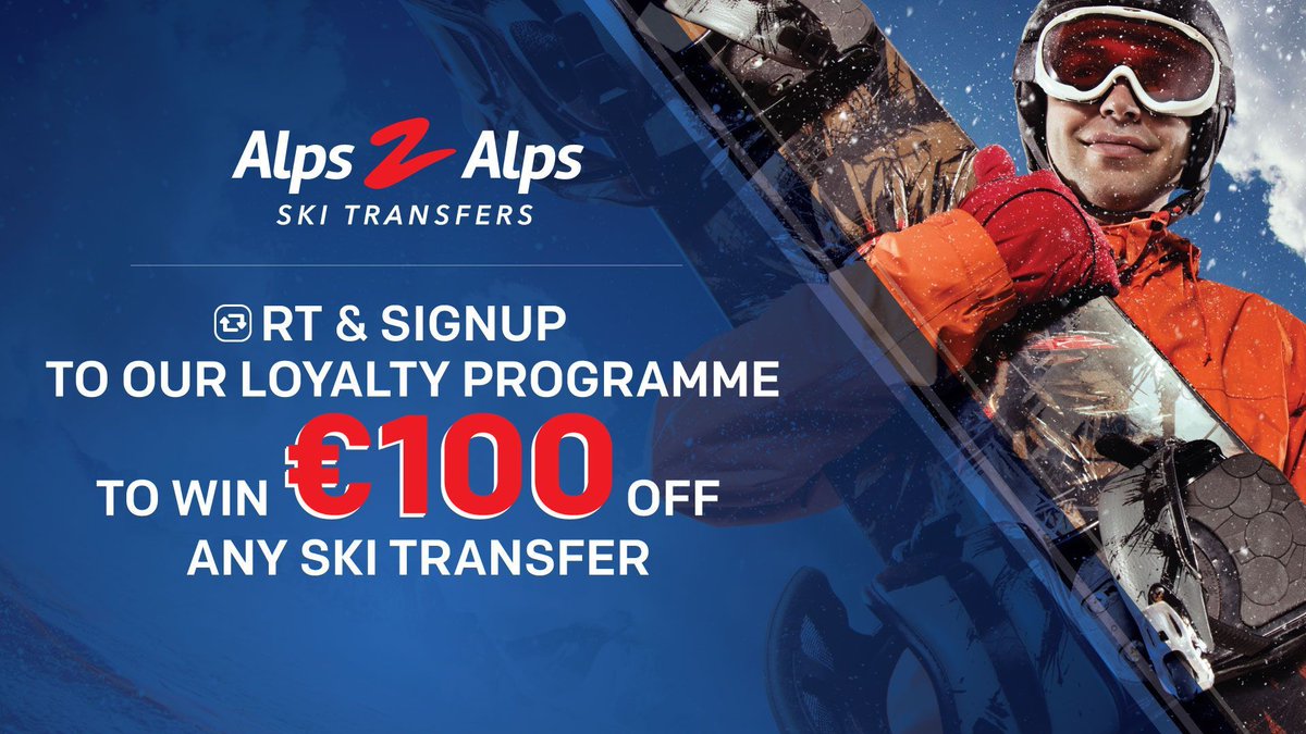 Alps2Alps's tweet image. Get €100 off any #ski transfer! Simply #retweet &amp;amp; sign up to our loyalty programme for your chance to #win! buff.ly/2CF9SbA 

#Competition #Prize #Comp #Giveaway