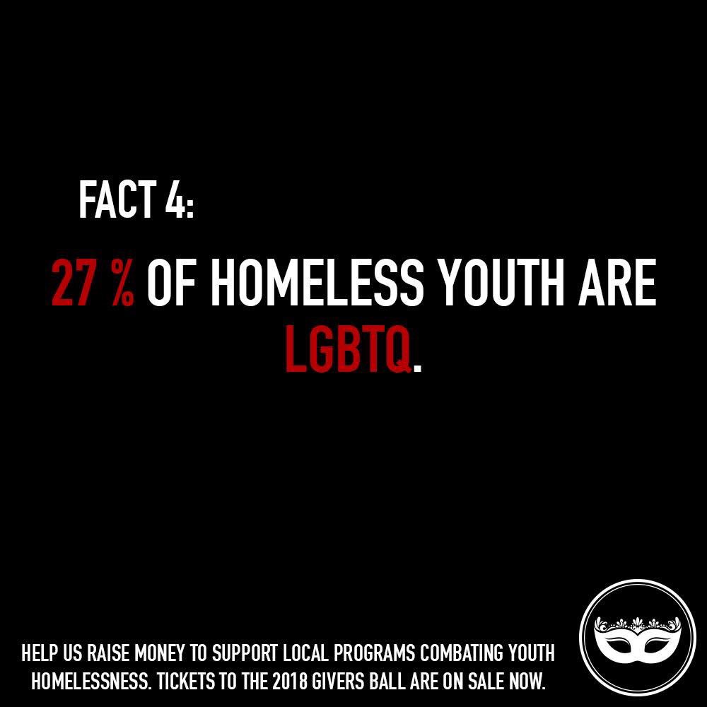 GiversBall's tweet photo. 27% of homeless youth are LGBTQ. Many are dealing with abuse at home, bullying at school, and overall very little support. Help us give them the support they need. 

https://t.co/vQ60WgIuvI https://t.co/xE6ZQK4qIx