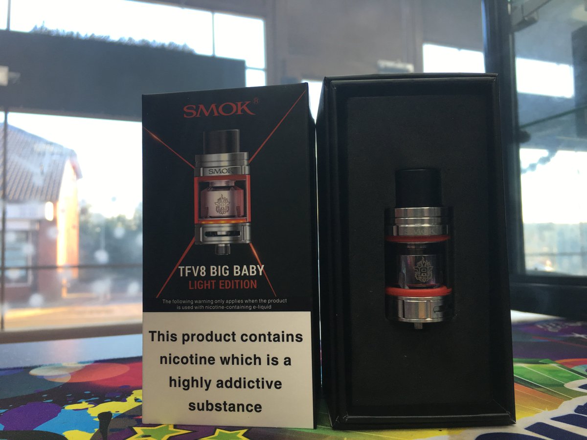 ivapelounge's tweet image. Smok tfv8 baby light edition with its different colour bands making it stand out from the rest #smok #lightedition #clouds