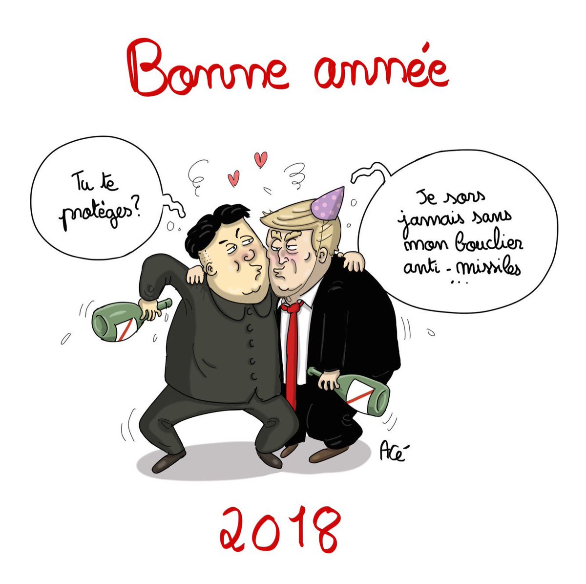 ace_caric's tweet photo. Bonne année 2018. #BonnesFetes #BonneAnne2018 #BonnesResolutions #trump #KimJongUn https://t.co/p92pa8XaXe