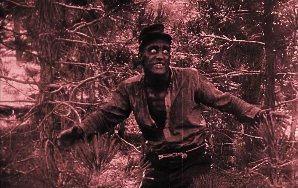 The 1915 film "Birth Of A Nation" put white men in blackface and faced them off against the Ku Klux Klan who were out to protect the "Aryan" cause. The movie also apparently was effective at sparking violence against blacks.