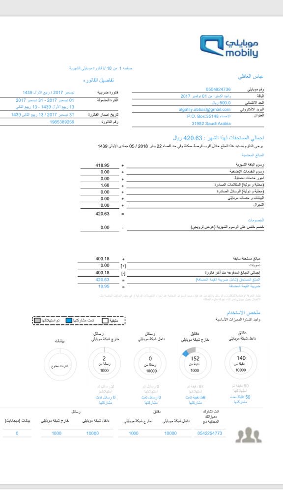 متى تصدر فاتورة موبايلي