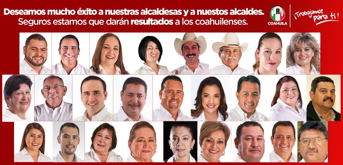 PRICoahuila's tweet photo. Deseamos mucho éxito a nuestras Alcaldesas y Alcaldes ¡Gracias a la ciudadanía por su confianza! Seguros estamos que darán resultados a los Coahuilenses. #TrabajamosParaTi  @manolojim @angelita_2017 @EVERARDODURANFL @villarrealsonia @anaiduran @JCAyup  @ModestoAlcalaOf https://t.co/QIMYiKhld4