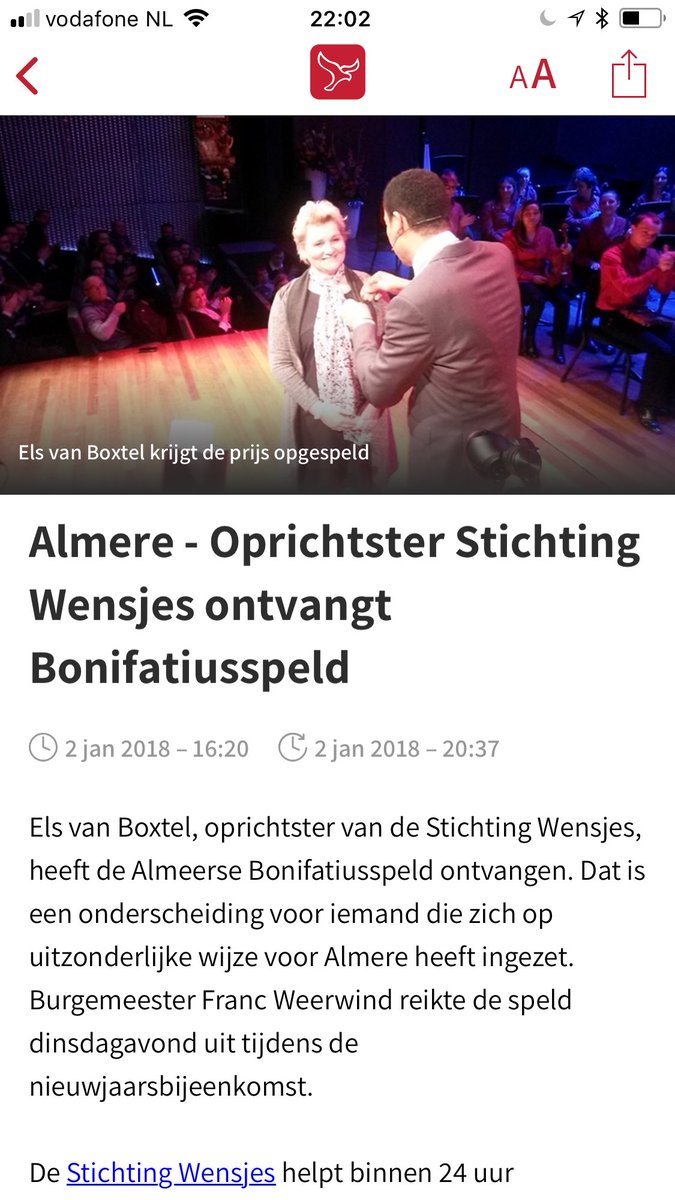 Team Olivijn feliciteert Stichting wensjes en Els met #bonifatiusspeld
