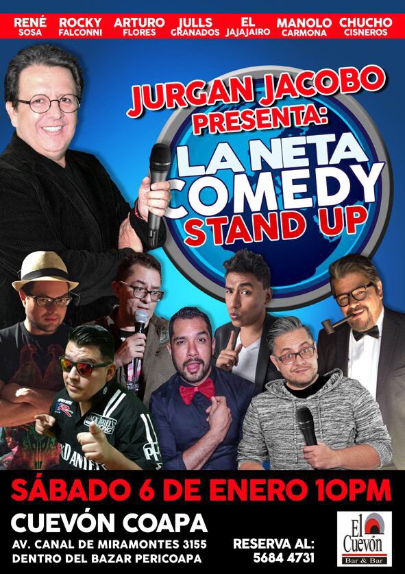 LaNetaComedy's tweet photo. Oigan, el sábado 6 tenemos el primer show de #LaNetaComedy y se va a poner chingon en @ElCuevonMX Pericoapa. https://t.co/ZHgJz100fs