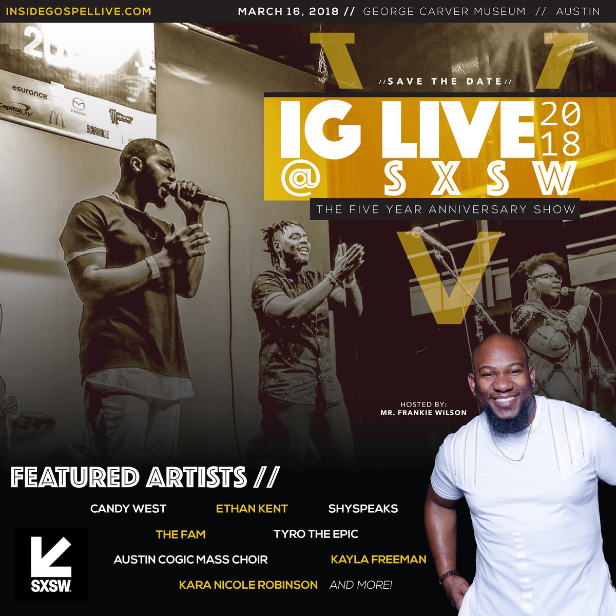 INSIDEGOSPEL's tweet photo. The time has finally come friends...MARK YOUR CALENDARS!!!!!!
#IGLIVESXSW #ANNIVERSARY #RealMusicRealMinistry #SaveTheDate https://t.co/x3rMU9hsRj