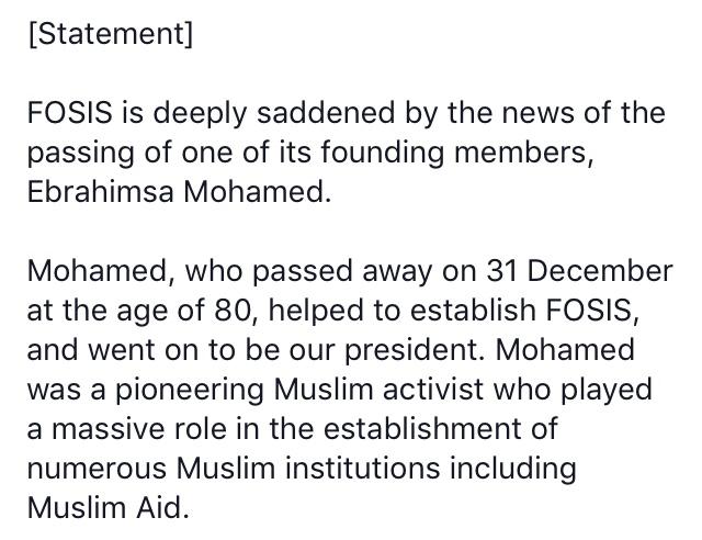 mfadil92's tweet photo. Very deeply saddened by the news of the passing of one of FOSIS founding members, Ebrahimsa Mohamed. 
#FOSIS #EbrabimsaMohamed #MalcolmX #History https://t.co/z5IYcOiX6I