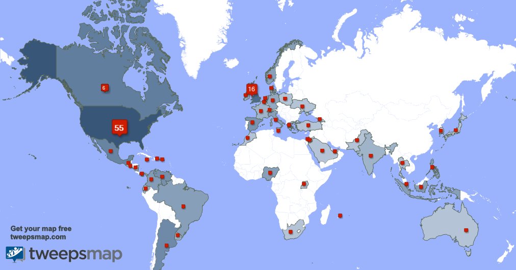 Dominque61's tweet image. My followers are in USA(52%), UK.(15%)... Get your map too: tweepsmap.com/!Dominque61