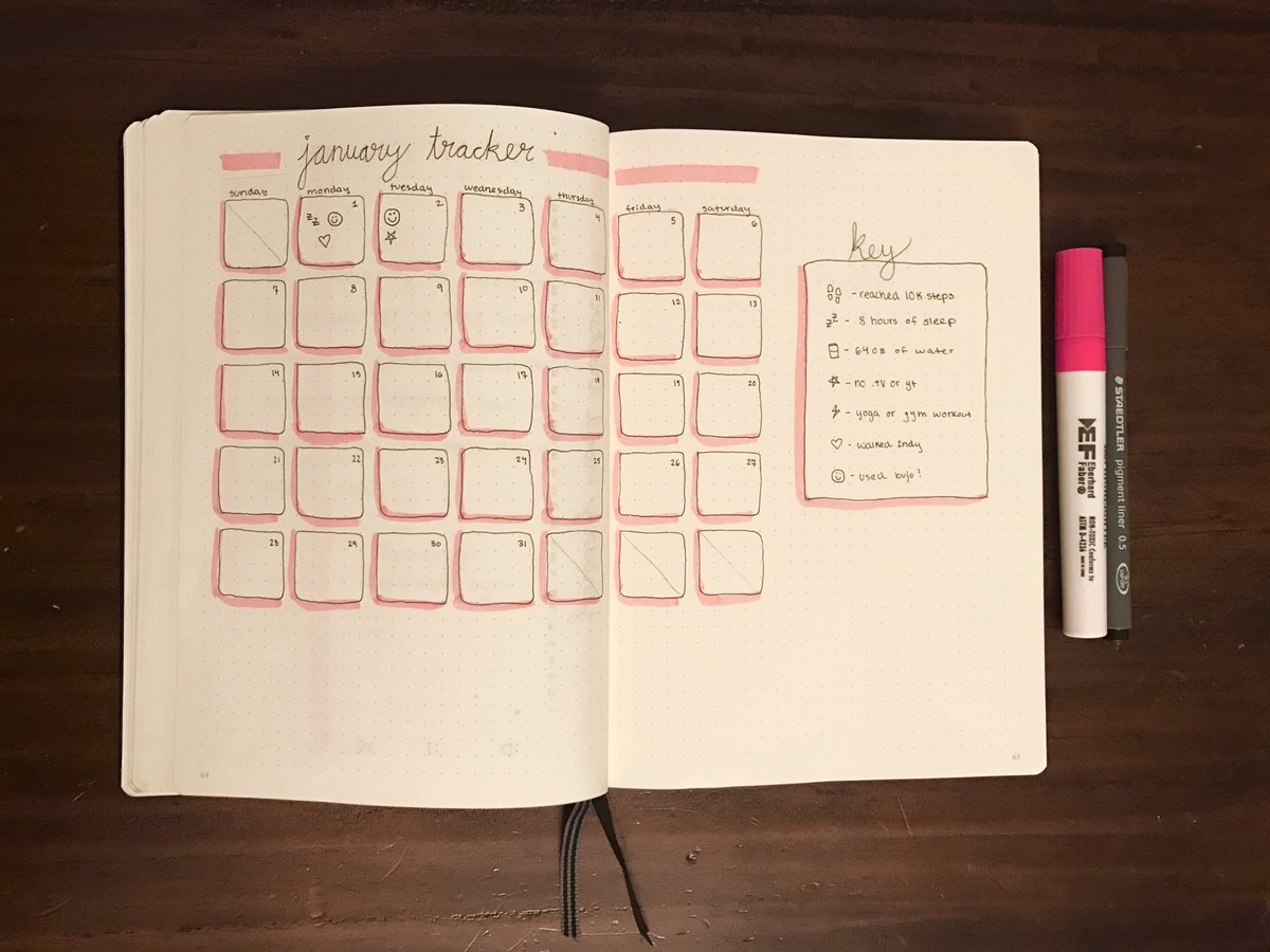 bulletjournals's tweet photo. this year i'm trying something new for my january habit tracker π #katstudies #bulletjournal #bujo https://t.co/605QHhQtNc