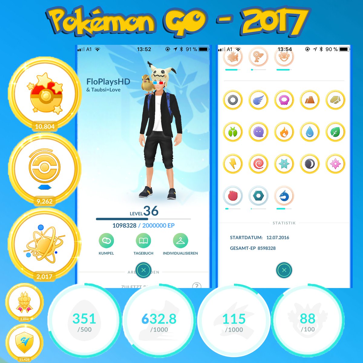 FloPlaysYT's tweet photo. FloPlaysHD - Stand 31.12.2017 / Austria

Zum neuen Jahr möchte ich mal meinen aktuellen Stand in #PokemonGO posten!
Mal schauen, wie es in einem Jahr aussieht. Bin schon gespannt🤗🎊🎉

#Pokemon #HappyNewYear #PokemonGO2018 #PokemonGoAustria https://t.co/DCahlytFmY