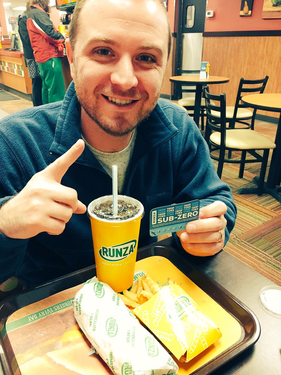 1st <a href="/Runza/">Runza Restaurants</a> of the #TemperatureTuesday season &amp; it was free! It's good to be in the sub-zero club. #runzatic #nefoodie